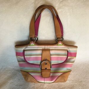 Coach Hampton Soho Pastel Striped Shoulder Bag Y2K